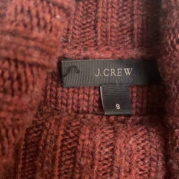 J.Crew Burgundy Cable Knit Wool Turtleneck Sweater Size Small - Picture 3 of 5